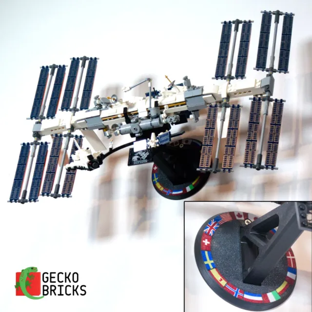 Gecko Steine Wandhalterung für Lego NASA ISS Raumstation 21321 mit Nationalflagge