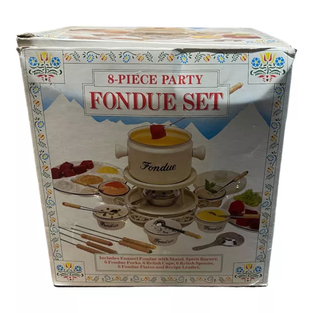 8 Piece Party Vintage Fondue Set - NEW Unused & Wrapped