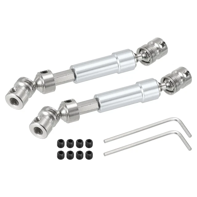 RC Drive Shaft CVD Rear Center Drive Shaft with M4 Grub Screws Metal Silver 2Pcs