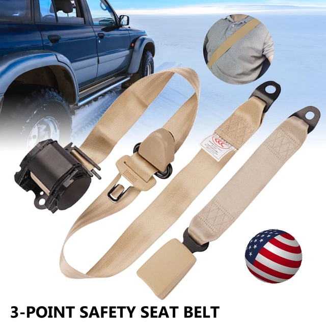 2x 3 Point Retractable Safety Seat Belt Straps Car Adjustable Belt Kit Vehicle
