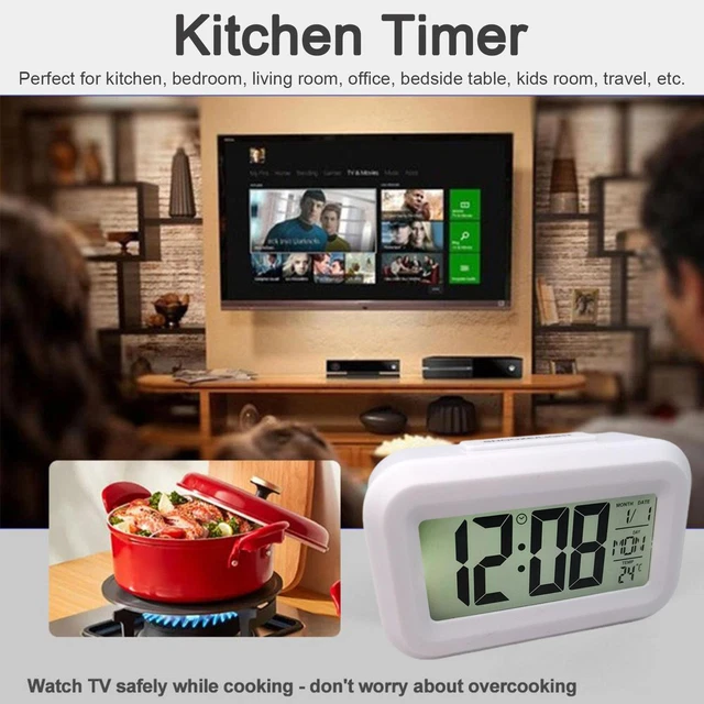 Digital Display Alarm Clock Battery Operated Snooze light 5 Design Night Ix J4P8
