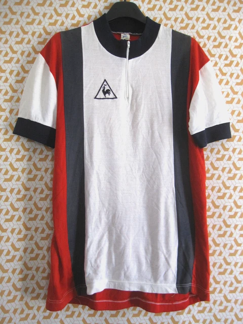 Maillot Cycliste Vintage Le Coq Sportif – Années 70, Acrylique, Manches Longues, Taille M