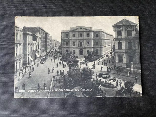 Cartolina Bari Corso Sonnino Edificio Scolastico Balilla Viaggiata 1942 15