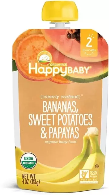 Happy Family Organics BabyStage 2 Bananas, Sweet Potatoes & Papayas, 113G Pouch