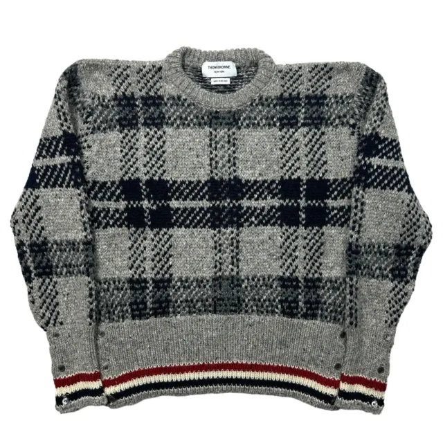 THOM BROWNE Wool 4Bar Irish Grey Knit Jumper Size 2 NEW RRP 680