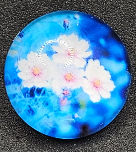 Daisy Flower Glass Button Charm for Noosa Ginger Snaps etc. Jewelry 18mm