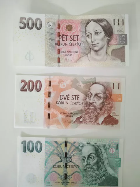 Set Of Czech Republic Banknotes 100,200,500