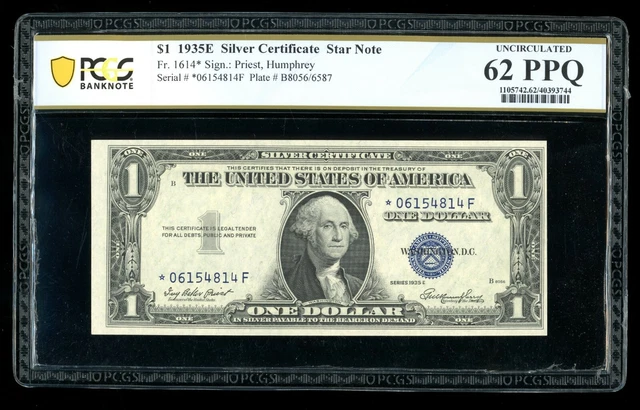 DBR 1935-E Silver STAR Fr. 1614* PCGS-B 62 PPQ Serial *06154814F