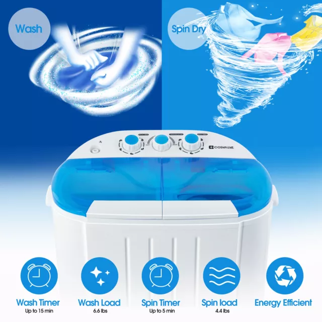 Portable Washing Machine Mini 5kg Twin Tub Dorm Compact Dryer Laundry Washer 2