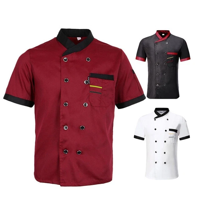Chef Coat Jacket Men/Women Kitchen Short Sleeve Cooking Restaurant Work-Uniform