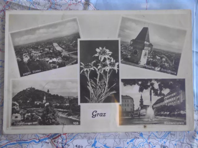 Graz Schlossberg Uhrturm Foto Österreich Postkarte Ansichtskarte 4070