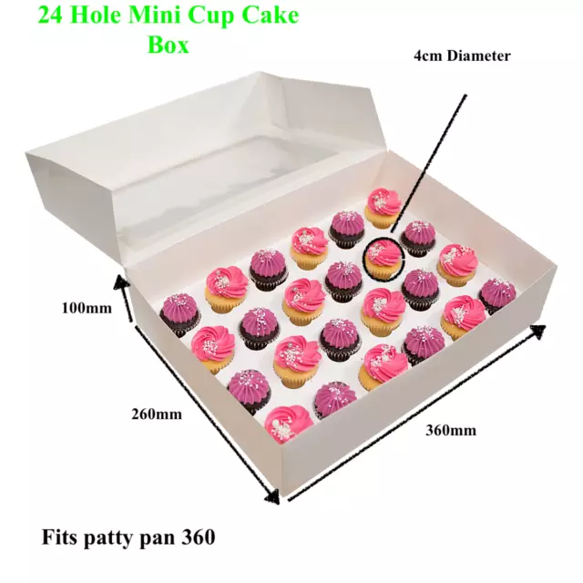 Cupcake Boxes 24 Hole Mini 10Pk Window Face Cake Boxes Cake Boards Wedding Boxes