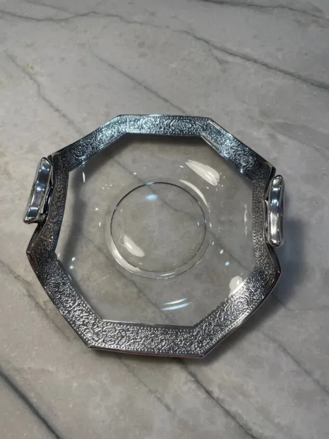 Sterling Silver Overlay Two Handled Octagonal Dish