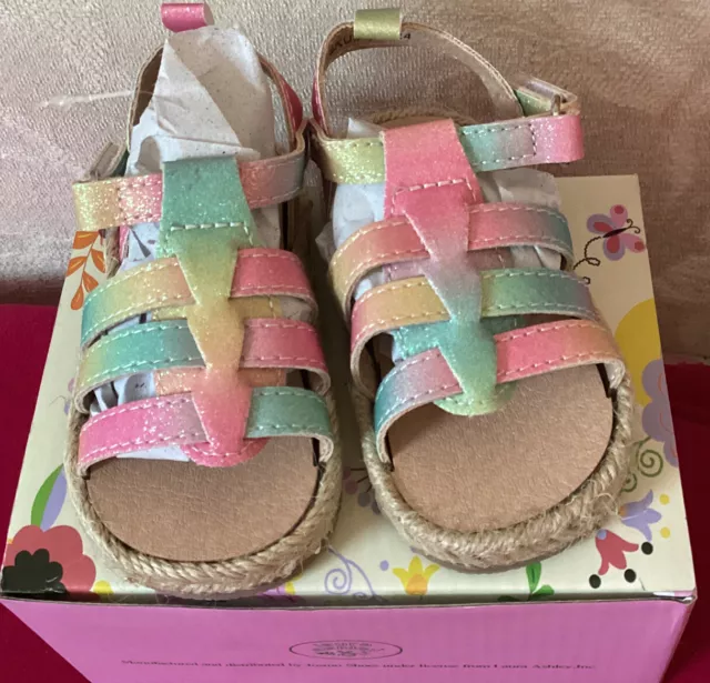 Laura Ashley ~ Size 3 ~ 12-18 Months ~ Rainbow Coloured Espadrille Sandals