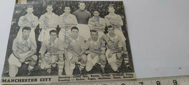 Manchester  City 1957 Team Hand Signed By 10 Players & Coa - Offers Accepted .