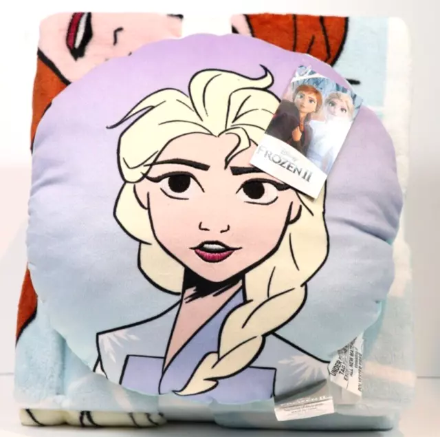 Disney FROZEN II Pillow Throw Set Elsa Anna Blanket 50in x 60in Soft & Cozy NEW