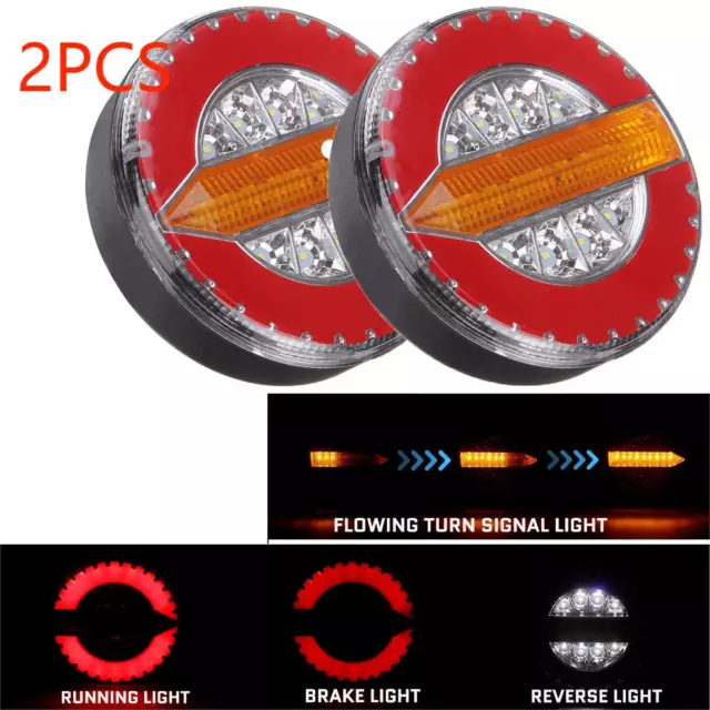 2X 24V LED Tail Rear Light For Truck Trailer Stop Turn Tail Brake Lights
