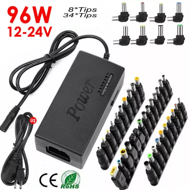 96W Universal Laptop Power Supply Charger Adapter 8/34 Tips for Notebook Charger