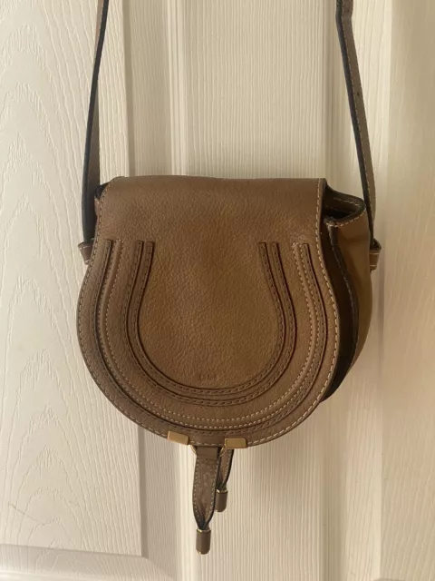 Authentic CHLOE Mini Marcie Crossbody Bag Leather Nut Brown Made in Italy 3