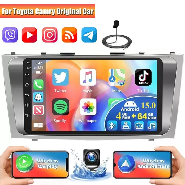 FOR TOYOTA CAMRY 2007-2011 Apple Carplay Android 13 Auto Car Stereo GPS FM Radio