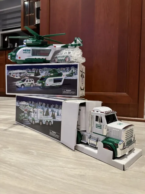 Hess Toy Truck And Tractor & Helicopter And Rescue Set