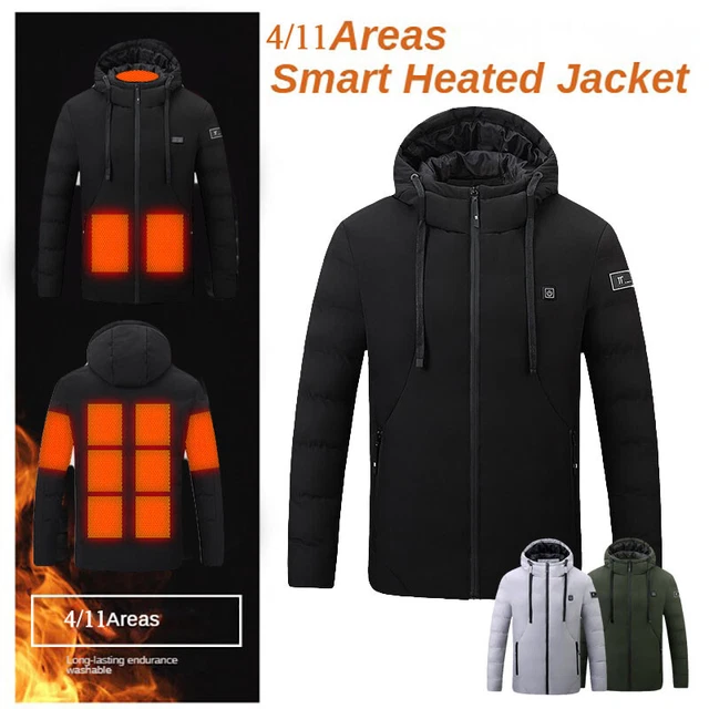 Men Electric Heated Coat USB Warm Up Jacket Winter Body Warmer Windproof Hoodies