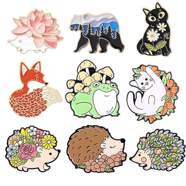 5 Broches Champignon Mignonnes En Émail - Set Déco Animé Pour Sacs Et Vêtements