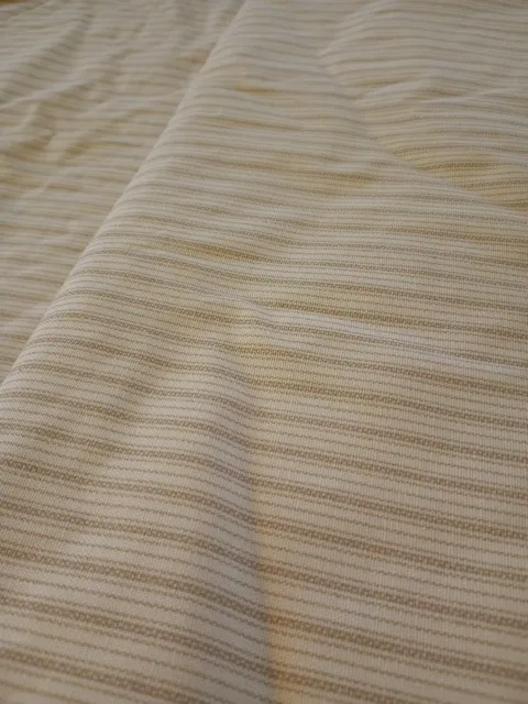 Waverly Small Talk Tan Cream Ticking Stripe Sturdy Cotton Fabric 7 Yards