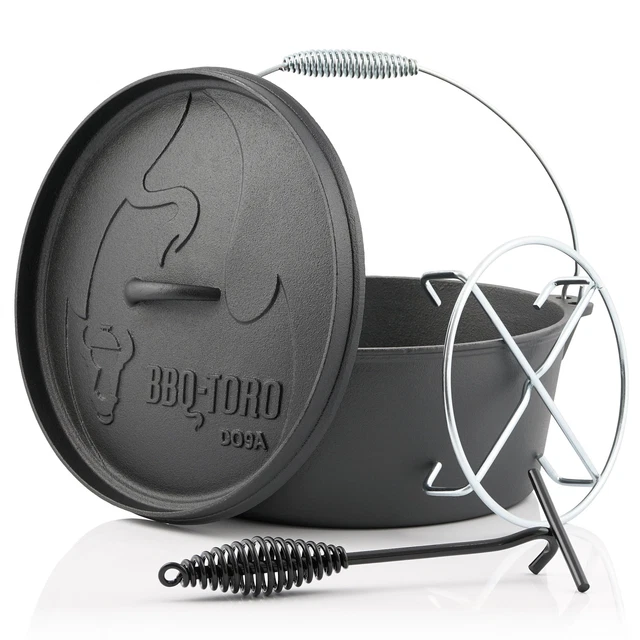 BBQ-Toro Dutch Oven mit Deckelheber | Gusseisen Dopf | Alpha Gusstopf | Bräter