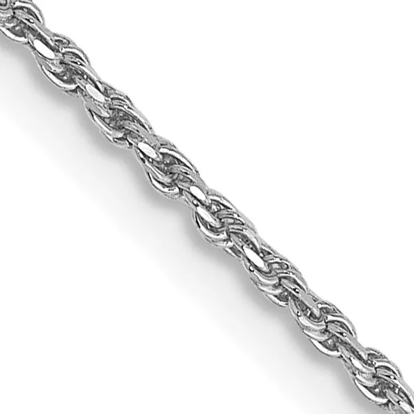 Avariah Solid 10k White Gold 1.15mm Diamond Cut Rope Chain