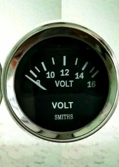 Voltímetro de batería adicional Smiths, indicador de voltios, borde cromado, 52 mm, 2 pulgadas