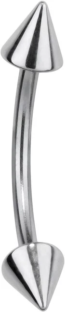 2- Curved Barbell Eyebrow Ring with 3mm Spike Beads Hot Body Jewelry Lip Nipple