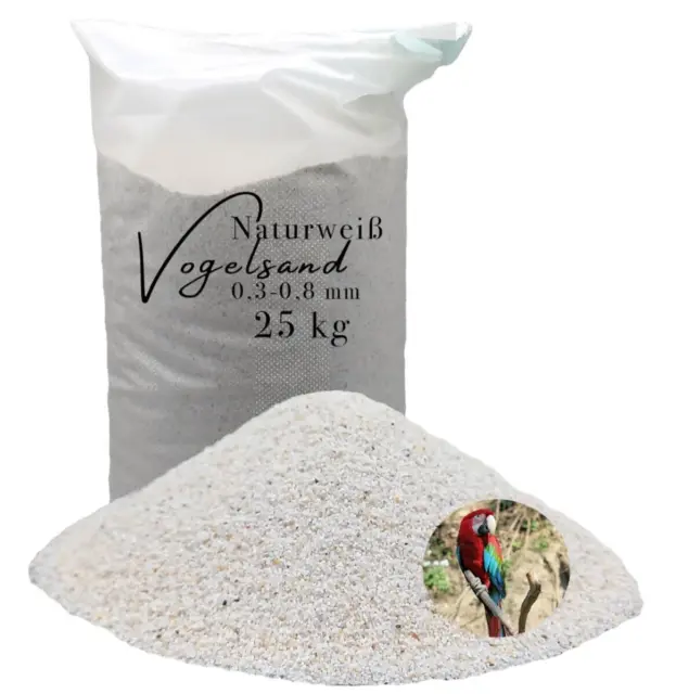 25 kg Vogelsand weiß keimfrei ohne Zusatzstoffe wie Anis und Grit 0,3-0,8mm