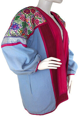 Vtg 1970's Theologos Greek Floral Embroidered Jacket Handmade Textile Folk Art