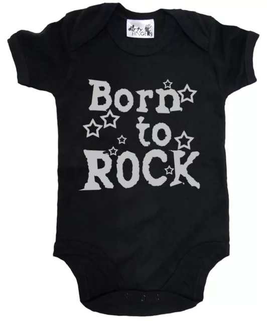 Dirty Fingers ""Born to Rock"" Baby Bodysuit Babygrow Musik Heavy Metal Kleidung