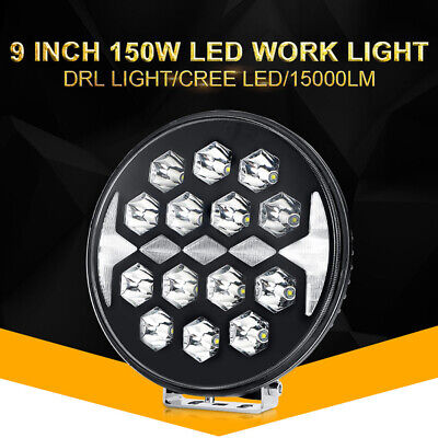 9inch Round LED Work Spot Light Pods DRL 150W Off Road Driving Marine Industrial