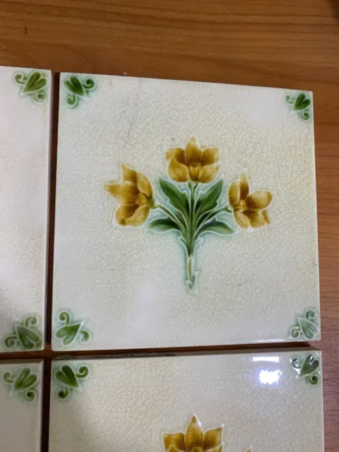 Engalnd Rare Vintage Majolica Tile Antique Collectible Ceramic 6X6 Inch 3