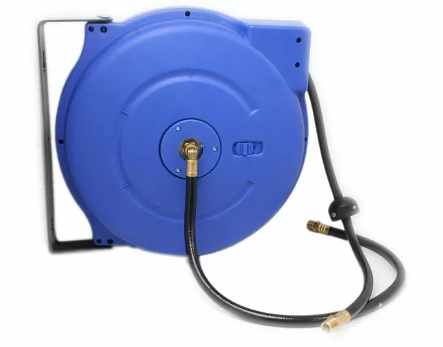 Auto Rewinding Air PCV Hose Reel 1/2" x 15 m Meter Retractable Garage Mountable