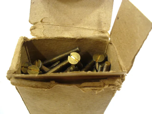 Box of ~100 Brass Machine Screws 10-32 x 1-1/2" Flat Countersink Slotted Vintage