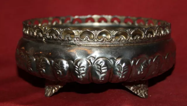 Vintage hand made ornate metal footed bowl