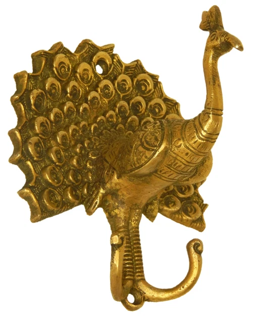Golden Peacock Vintage Style Handmade Brass Key Cloth Hanger Wall Mounted Hook