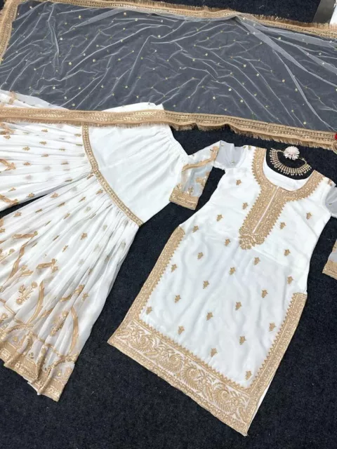 New Ethnic Punjabi Ready Made Top Sharara Indian Bollywood Party Wear Outfit 2