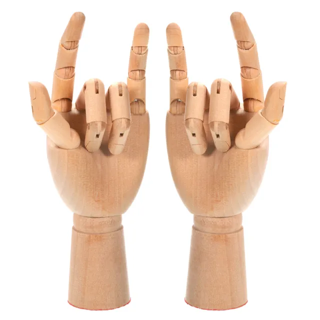 2Pcs 7" Wooden Hand Model, Artist Mannequin Right and Left Hand Model Flexible
