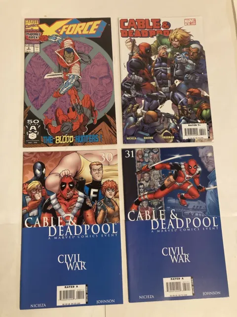 Lot of 4 DEADPOOL & CABLE #34 Marvel Comic Books G/VG Civil War #30,31 X-Force 2