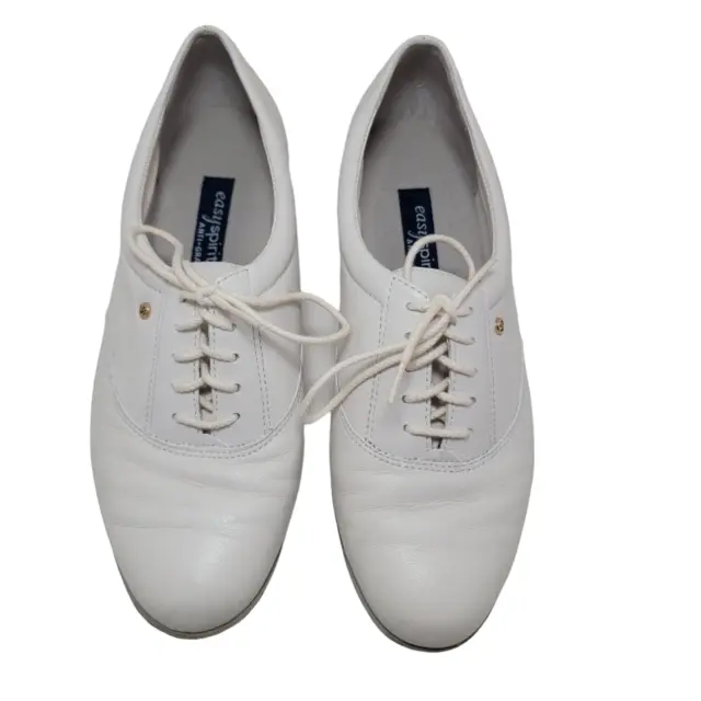 Easy Spirit Motion Womens White Leather Oxford Shoes Lace Up Anti Gravity Size 8