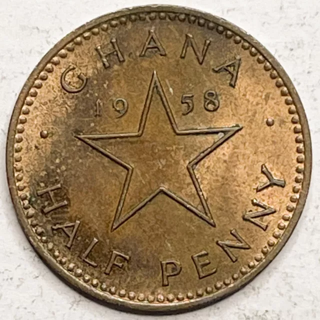 1958 Ghana Half Penny Bronze Coin KM#1