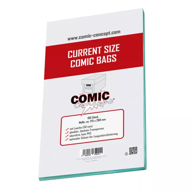 Comic Concept Current Size Bags (175 x 269 mm) mit Lasche