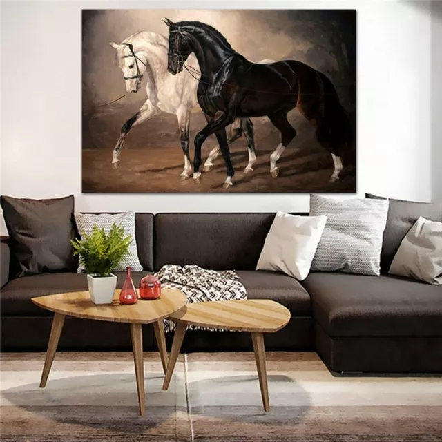 Black and White Horse Canvas Wall Art Poster & Prints Art Animal Canvas Painting