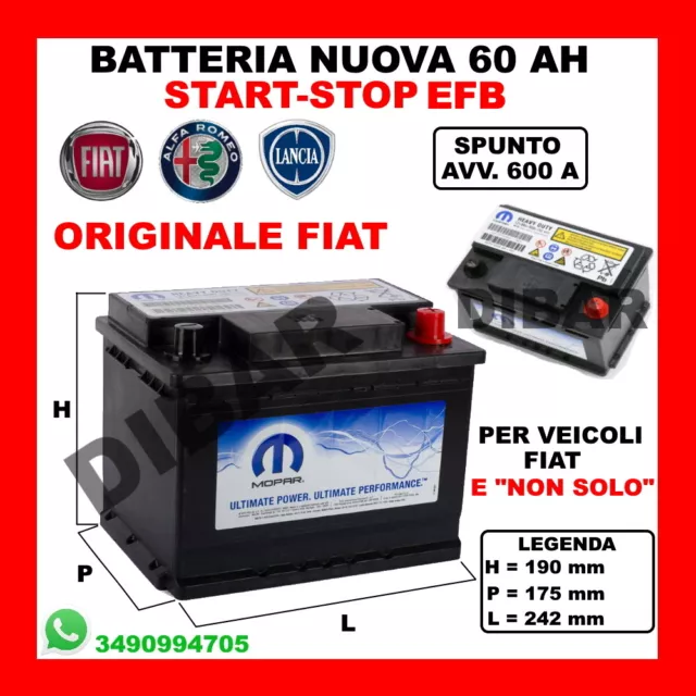Batteria Auto Continental EFB Start-Stop 60Ah 640A 12V = Fiat 60 Ah S&S