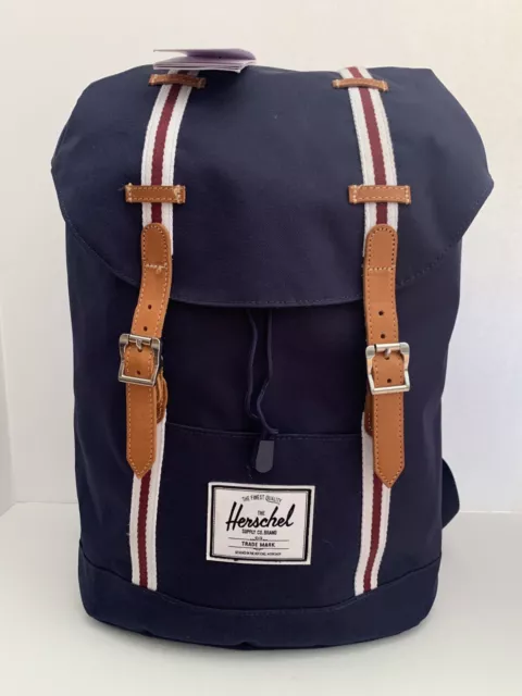 Herschel Backpack Retreat  19.5 - Peacoat/White/Windsor Wine/White New with Tags